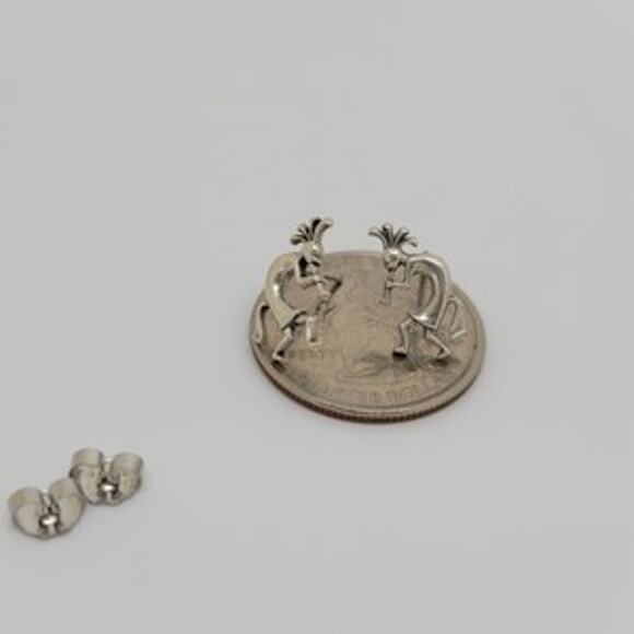 Prankster Kokopelli 925 Precious Sterling Silver Pierced Earrings - Picture 9 of 10